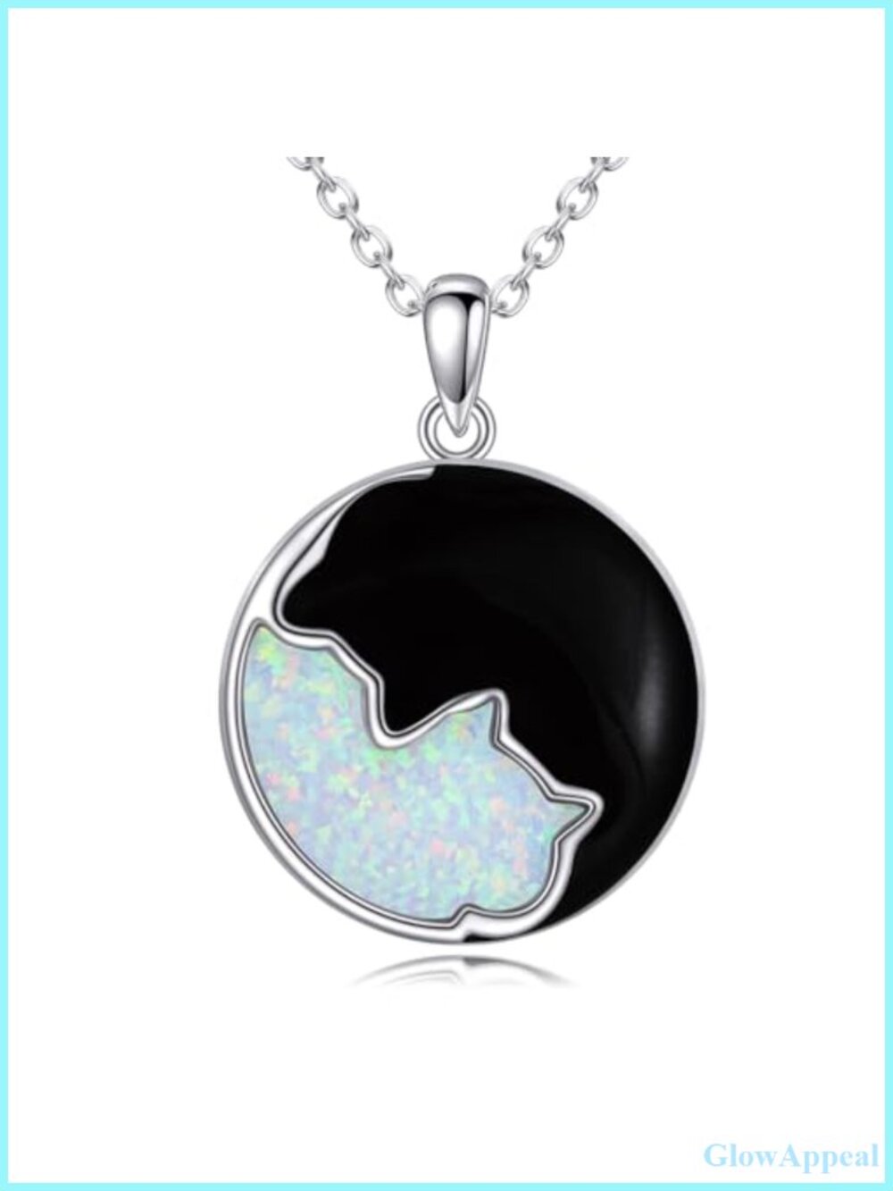925 Sterling Silver Yin Yang Cat Pendant Necklace Adjustable Chain Gift